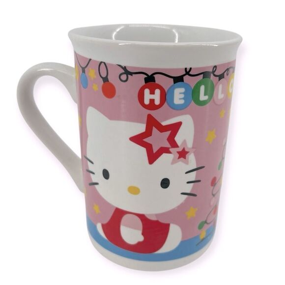 Vintage Y2K Sanrio Hello Kitty Stars Lights Christmas Tree Ceramic Coffee Mug - Picture 1 of 10
